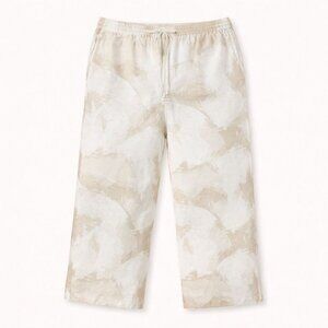 NWT DKNY Linen Blend Cropped Wide Leg Pants Abstract Print Large Resort Vacation